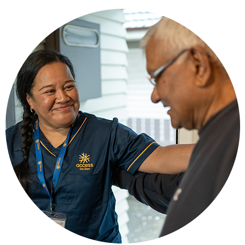 Access SW greeting client at door